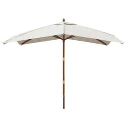 Berkfield Home Garden Parasol with Wooden Pole Sand 300x300x273 cm in Natural - Size: 300 x 300 x 273 cm - thumbnail 3