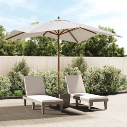 Berkfield Home Garden Parasol with Wooden Pole Sand 300x300x273 cm in Natural - Size: 300 x 300 x 273 cm - thumbnail 2