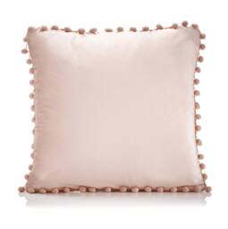 Luxury Living Set of 4 Velvet Cushions with Pom Trim with pads in Pink - Size: 43 cm x 43 cm - thumbnail 8