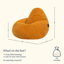 icon Kids Bean Bag, Dalton, Corduroy in Yellow - thumbnail 6