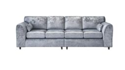 Snugg Furniture UK Limited (Full Back) Aurora Crushed Velvet 4 Seater 2 Corner Sofa in Silver - thumbnail 2
