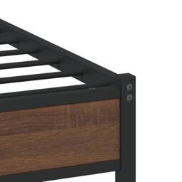 Berkfield Home Metal Bed Frame without Mattress Brown Oak 140x200 cm - thumbnail 8