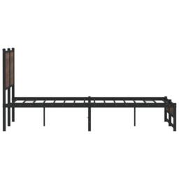 Berkfield Home Metal Bed Frame without Mattress Brown Oak 140x200 cm - thumbnail 6