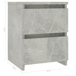 Berkfield Home Bedside Cabinets 2 pcs Concrete Grey 30x30x40 cm Engineered Wood - Size: 30 x 30 x 40 cm - thumbnail 6