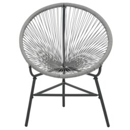 Berkfield Home Garden Moon Chair Poly Rattan Grey - thumbnail 4