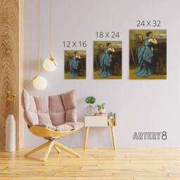 "Artery8 Camille Corot Lady in Blue La Dame en Bleu Canvas Wall Art Print - Size: W12"" x H16""" - thumbnail 4