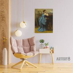 "Artery8 Camille Corot Lady in Blue La Dame en Bleu Canvas Wall Art Print - Size: W12"" x H16""" - thumbnail 3