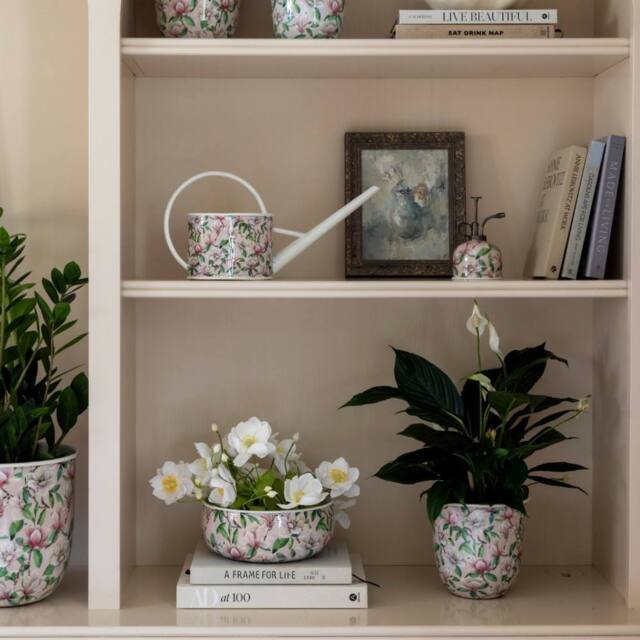Ivyline Maisie Vintage Magnolia Metal Planter Set of 2 - Premium Quality in Baby Pink - image 1