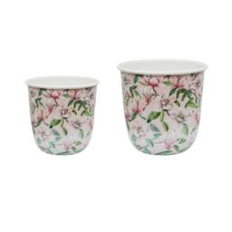 Ivyline Maisie Vintage Magnolia Metal Planter Set of 2 - Premium Quality in Baby Pink - thumbnail 4