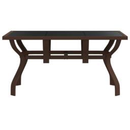 Berkfield Home Garden Table Brown & Black 140x70x70 cm Steel & Glass - Size: 140 x 70 x 70 cm - thumbnail 3
