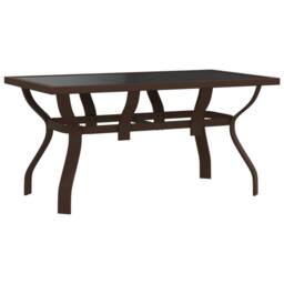 Berkfield Home Garden Table Brown & Black 140x70x70 cm Steel & Glass - Size: 140 x 70 x 70 cm - thumbnail 1