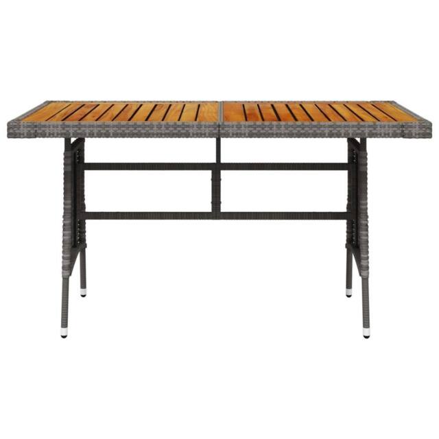 Berkfield Home Garden Table Grey 130x70x72 cm Poly Rattan & Solid Acacia Wood - Size: 130 x 70 x 72 cm - image 1
