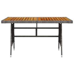 Berkfield Home Garden Table Grey 130x70x72 cm Poly Rattan & Solid Acacia Wood - Size: 130 x 70 x 72 cm - thumbnail 1