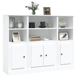 Berkfield Home Highboards 3 pcs White Engineered Wood - thumbnail 4