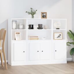 Berkfield Home Highboards 3 pcs White Engineered Wood - thumbnail 1
