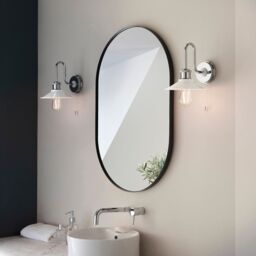 Loops Chrome Plated Bathroom Fisherman Wall Light & Ribbed Glass Shade IP44 Rated in Clear - thumbnail 5