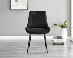 FurnitureboxUK Novara Grey Concrete Effect Black Leg 120cm Round Dining Table & 4 Pesaro Black Leg Chairs - thumbnail 9