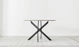 FurnitureboxUK Novara Grey Concrete Effect Black Leg 120cm Round Dining Table & 4 Pesaro Black Leg Chairs - thumbnail 8
