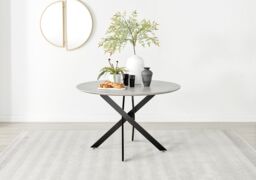 FurnitureboxUK Novara Grey Concrete Effect Black Leg 120cm Round Dining Table & 4 Pesaro Black Leg Chairs - thumbnail 3