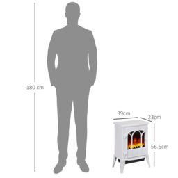 HOMCOM Electric Log Burner with LED Flame Effect 1000W/2000W in White - thumbnail 3