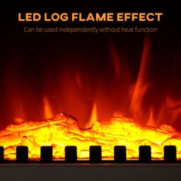 HOMCOM Electric Log Burner with LED Flame Effect 1000W/2000W in White - thumbnail 4