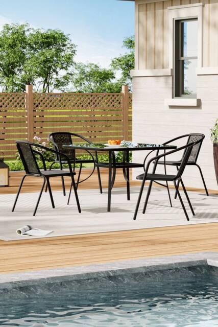 Living and Home 4-Seater Outdoor Garden Dining Bistro Set in Black - image 1