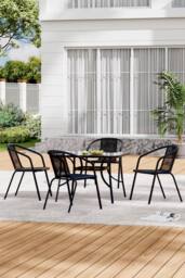 Living and Home 4-Seater Outdoor Garden Dining Bistro Set in Black - thumbnail 2