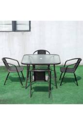 Living and Home 4-Seater Outdoor Garden Dining Bistro Set in Black - thumbnail 3
