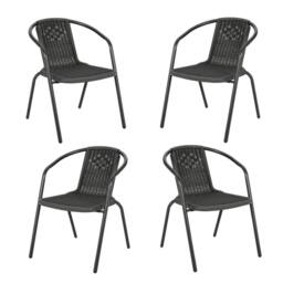 Living and Home 4-Seater Outdoor Garden Dining Bistro Set in Black - thumbnail 8