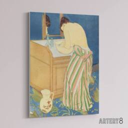 "Artery8 Woman Bathing at her Dressing Table Cassatt Canvas Wall Art in Blue - Size: W18"" x H24""" - thumbnail 2