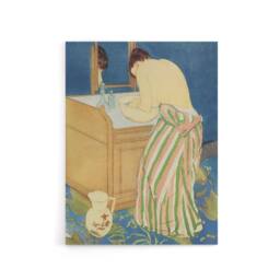 "Artery8 Woman Bathing at her Dressing Table Cassatt Canvas Wall Art in Blue - Size: W18"" x H24""" - thumbnail 1