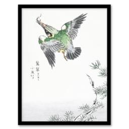 Artery8 Kingfisher Hunting Japanese Vintage Japan Framed Wall Art Print Kashu - Size: A4 - thumbnail 1