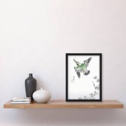Artery8 Kingfisher Hunting Japanese Vintage Japan Framed Wall Art Print Kashu - Size: A4 - thumbnail 4