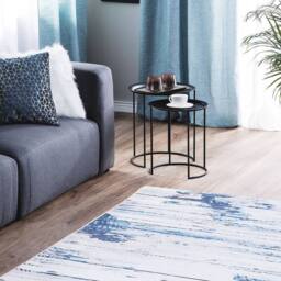 Wyld and Coco Beige and Blue Abstract Distressed Area Rug 160 x 230 cm - Size: 160 cm x 230 cm - thumbnail 1