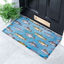 Artsy Mats Fishes Doormat (70 x 40cm) in White - Size: 40 cm x 70 cm
