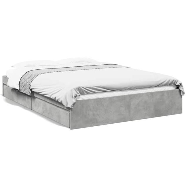 Berkfield Home Bed Frame w/Drawers Frame Concrete Grey 150x200 cm King Size - image 1