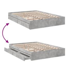 Berkfield Home Bed Frame w/Drawers Frame Concrete Grey 150x200 cm King Size - thumbnail 7
