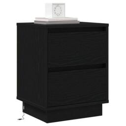 Berkfield Home Modern Bedside Cabinets with LED Lights 2 pcs Black 39x34.5x50 cm - thumbnail 1