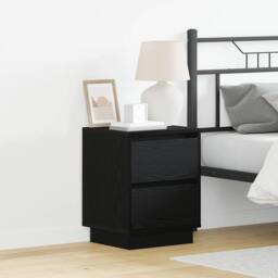 Berkfield Home Modern Bedside Cabinets with LED Lights 2 pcs Black 39x34.5x50 cm - thumbnail 2