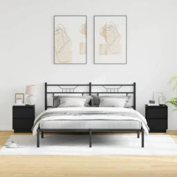 Berkfield Home Modern Bedside Cabinets with LED Lights 2 pcs Black 39x34.5x50 cm - thumbnail 4