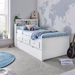 Bedmaster Veera Guest Bed With Drawers No Trundle in White - Size: Single - thumbnail 2