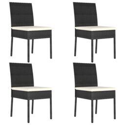 Berkfield Home Garden Dining Chairs 4 pcs Poly Rattan Black