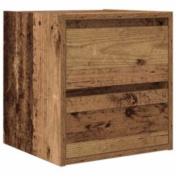 Berkfield Home Wall-mounted Bedside Cabinet Old Wood 38x34x40 cm in Brown - Size: 38 x 34 x 40 cm - thumbnail 2