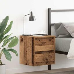 Berkfield Home Wall-mounted Bedside Cabinet Old Wood 38x34x40 cm in Brown - Size: 38 x 34 x 40 cm - thumbnail 1