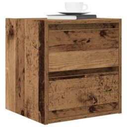 Berkfield Home Wall-mounted Bedside Cabinet Old Wood 38x34x40 cm in Brown - Size: 38 x 34 x 40 cm - thumbnail 4