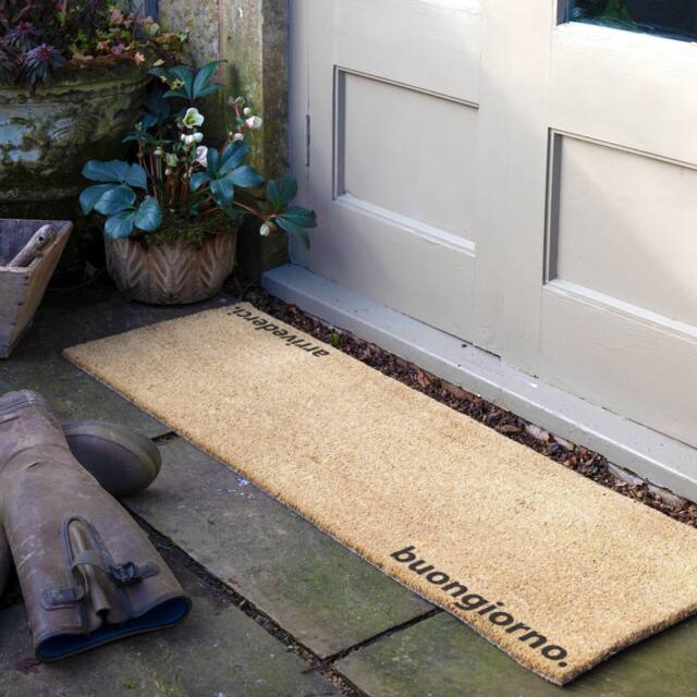 Artsy Mats Arrivederci Italian Coir Doormat (120 x 40cm) in Brown - Size: 40 cm x 120 cm