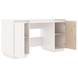 Berkfield Home Desk White 140x50x75 cm Solid Wood Pine - Size: 140 x 50 x 75 cm - thumbnail 6