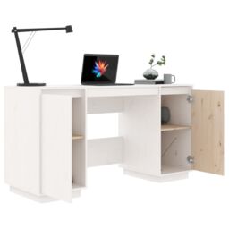 Berkfield Home Desk White 140x50x75 cm Solid Wood Pine - Size: 140 x 50 x 75 cm - thumbnail 4
