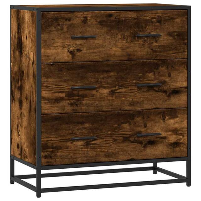 Berkfield Home Sideboard Smoked Oak 68x35x76 cm Engineered Wood & Metal in Brown - Size: 68 x 35 x 76 cm - image 1