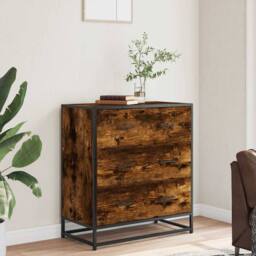 Berkfield Home Sideboard Smoked Oak 68x35x76 cm Engineered Wood & Metal in Brown - Size: 68 x 35 x 76 cm - thumbnail 3